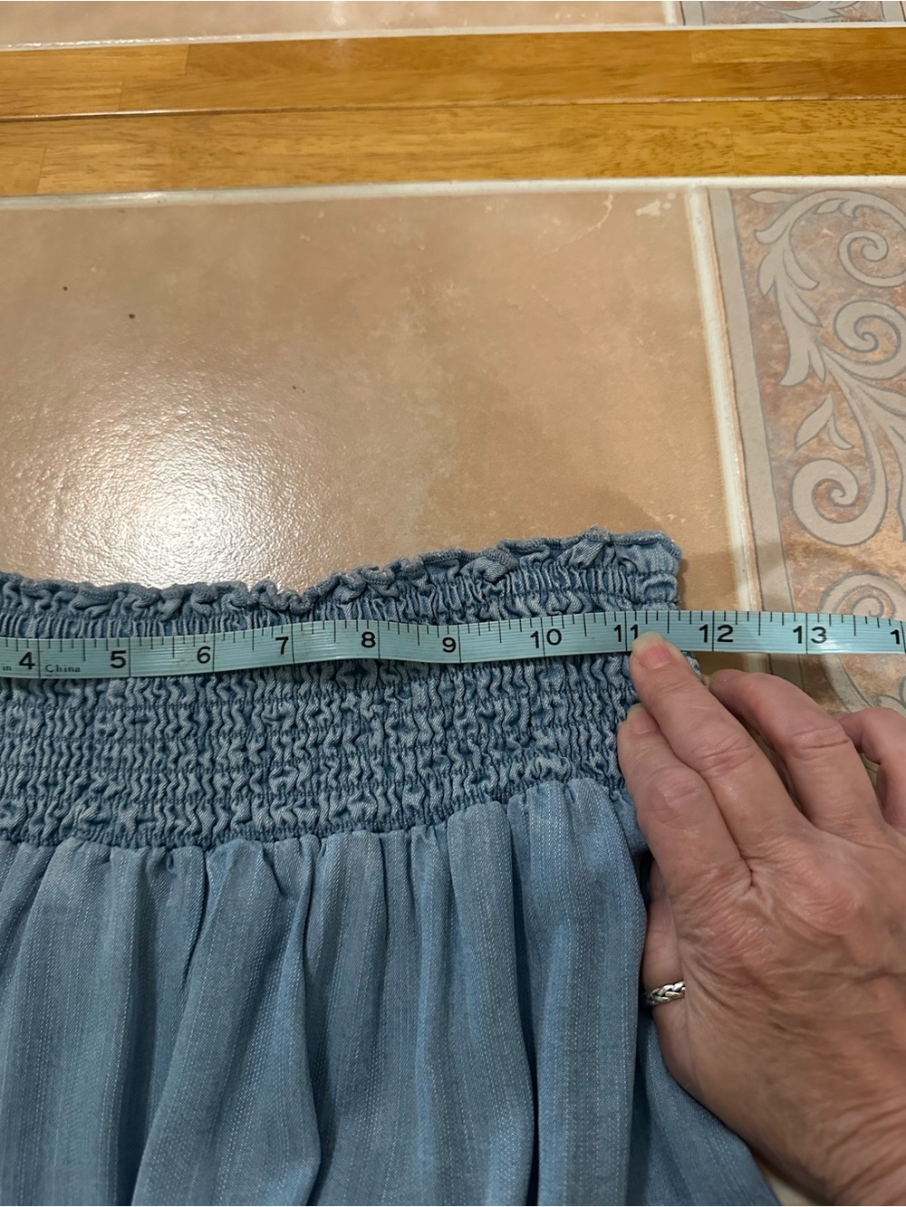 Celebrity Pink Light Blue Maxi Skirt with Cream Lace Hem - Picture 6 of 8